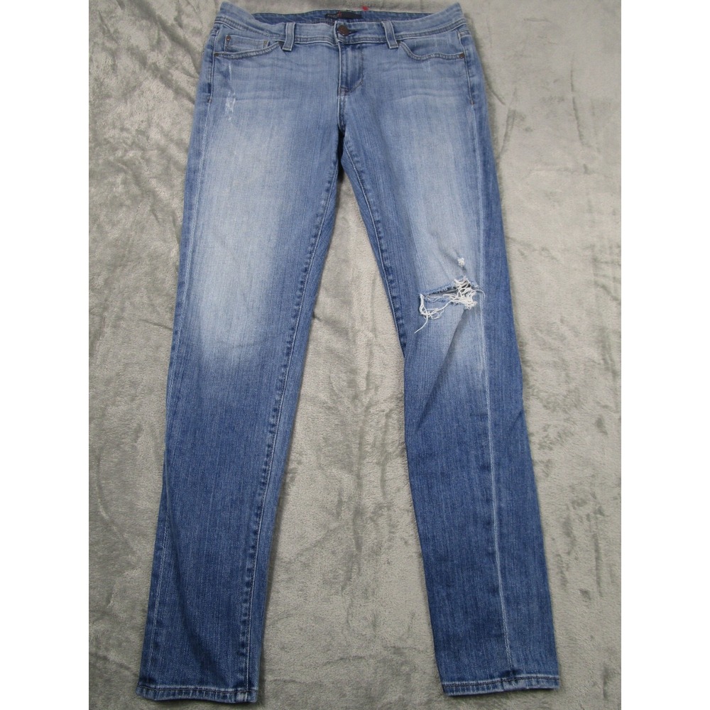 Fidelity Jeans Womens 30 Blue Denim Scoop‎ Low Rise Skinny Distressed Modern